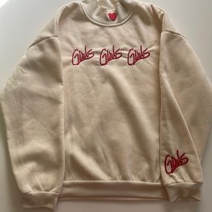 Beige girls heart embroiled sweater.